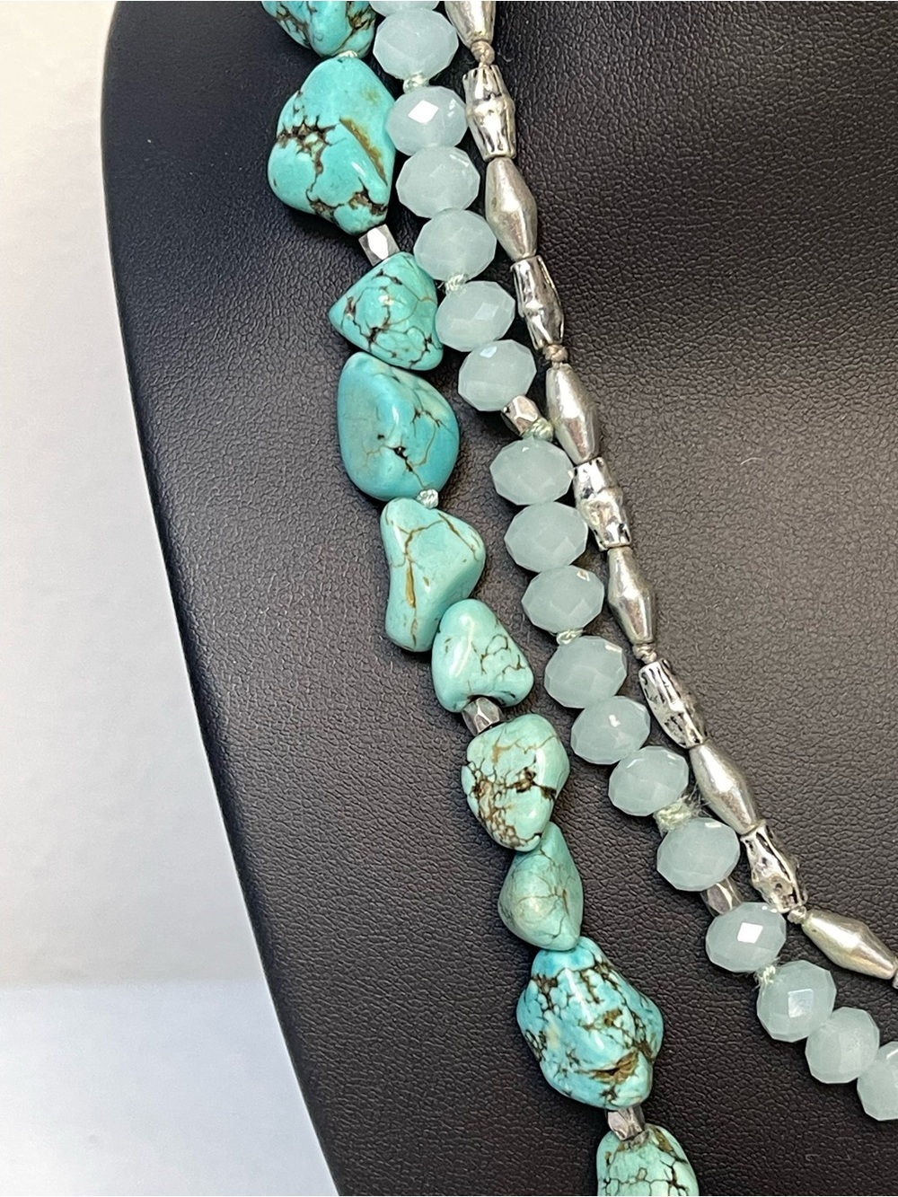 Lucky Brand Turquoise Bead Layered Necklace with Silver Dragonfly Pendant - Picture 6 of 8